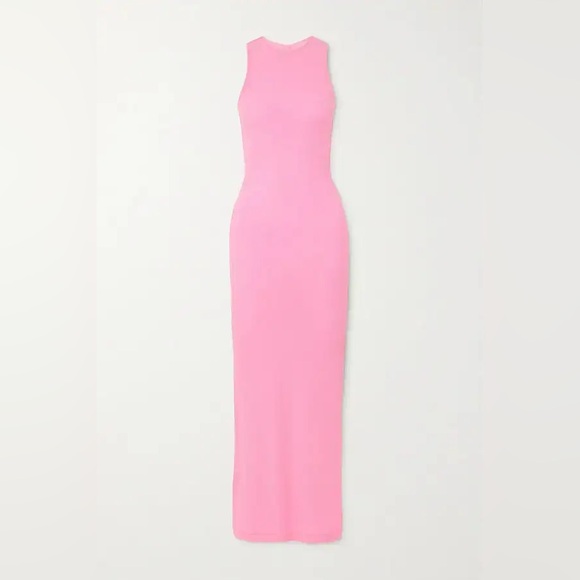 SKIMS Dresses & Skirts - Skims Soft Lounge Ribbed Sleeveless Maxi Dress Pink Medium NWT